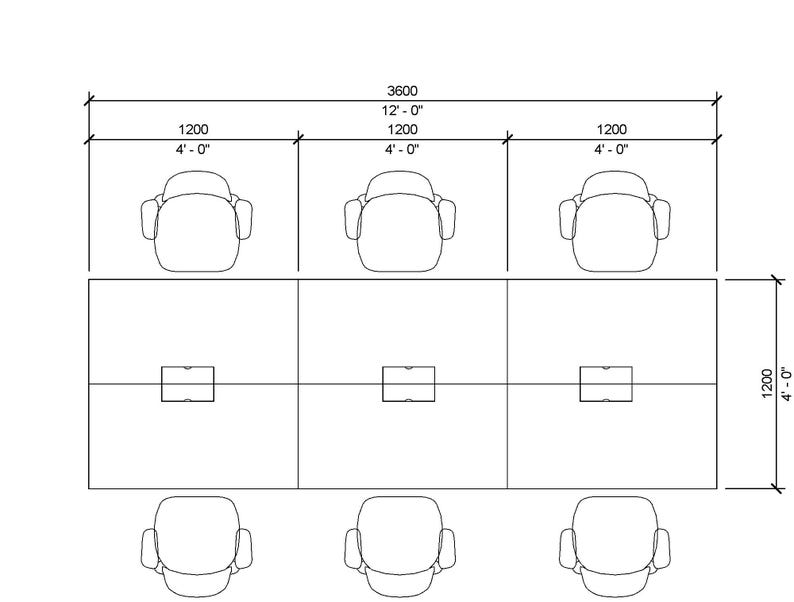 6 Seater Workstation Revit Family | Office Desk Cluster BIM Furniture ...