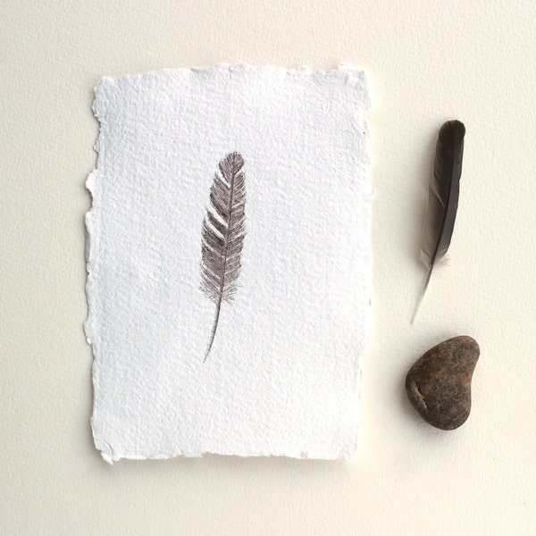 Original Watercolor Painting, Sparrow Feather Painting, Feather Watercolor, Bird Artwork, Feather Art, Woodland Nature Study, Rustic Brown