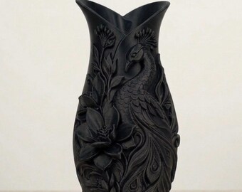 3D Printed Peacock Vase | Royal Blue Botanical Home Decor Flower Vase