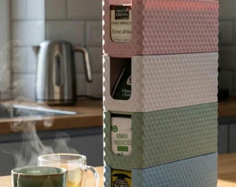 Modern Stackable Tea Bag Organizer | 3D Printed Kitchen Tea Storage