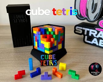 Tetris Cube Puzzle - 3D Printed Desk Toy - Brain Teaser Game