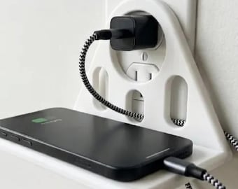 Étagère murale imprimée en 3D pour prise de courant | Support de charge pour téléphone