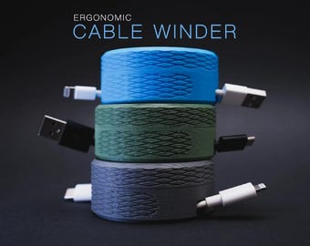 Ergonomic Cable Winder, 3D Printed Cord Organizer,