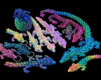 Articulated Crystal Dragon 3D Printed Flexible Figurine Sensory Fidget Desk Decor Gift