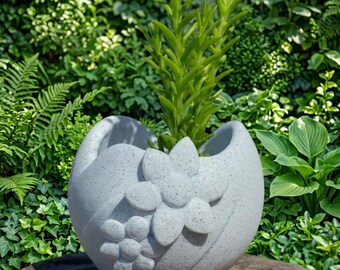 Floral 3D Printed Planter, Modern Succulent Pot, Geometric Flower Vase