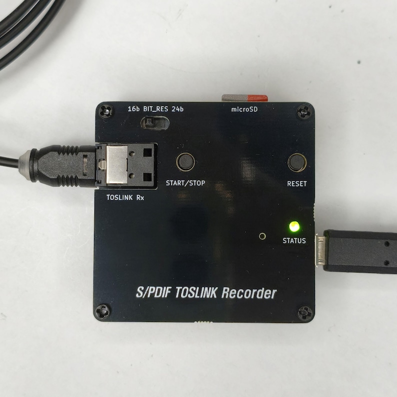 Hi-Res S/PDIF TOSLINK Recorder, 24-bit WAV to microSD, Plate-Protected Unit image 3