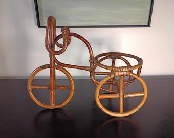 VTG Bamboo Tricycle Shape Pot Holder Stand