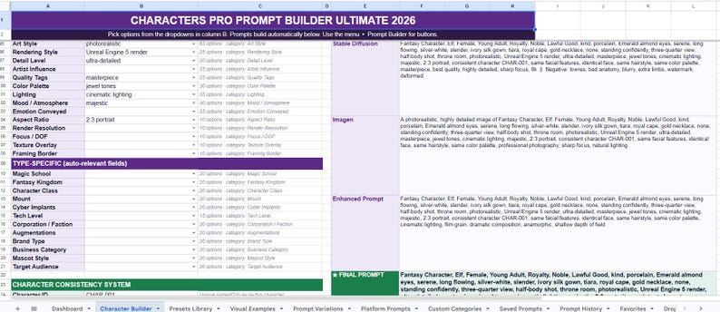 Character Prompt Builder PRO: Consistent AI Characters for Midjourney, Dall-E (Digital Download) image 13