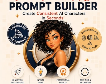 Character Prompt Builder PRO: Consistent AI Characters for Midjourney, Dall-E (Digital Download)