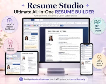 Ats Resume Builder Template with Live Score | Editable CV Maker, Cover Letter, ATS Friendly, Instant Download, Word & PDF, Google Docs