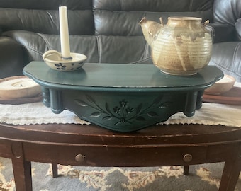Vintage ETHAN ALLEN Baumritter Blue Accent Wall Shelf Distressed 1966