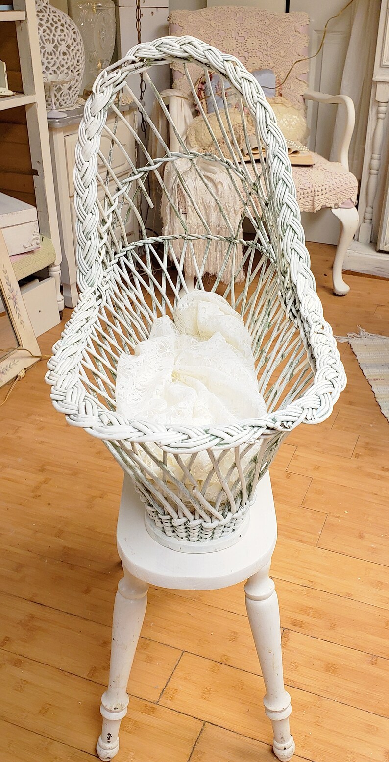 Vintage Wicker Cradle Doll's Crib Willow Etsy