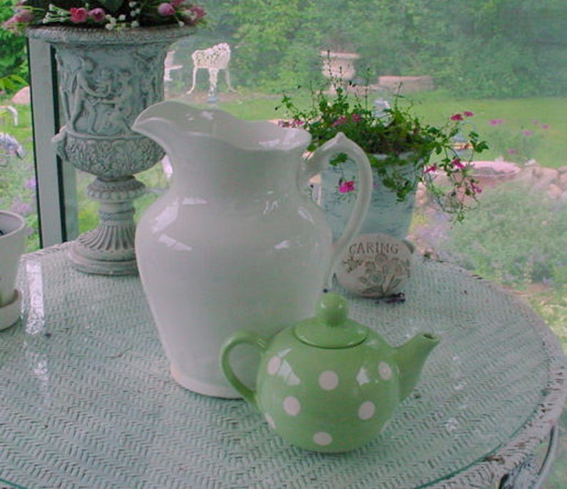 Summer Sale Green Polkadot Teapot 