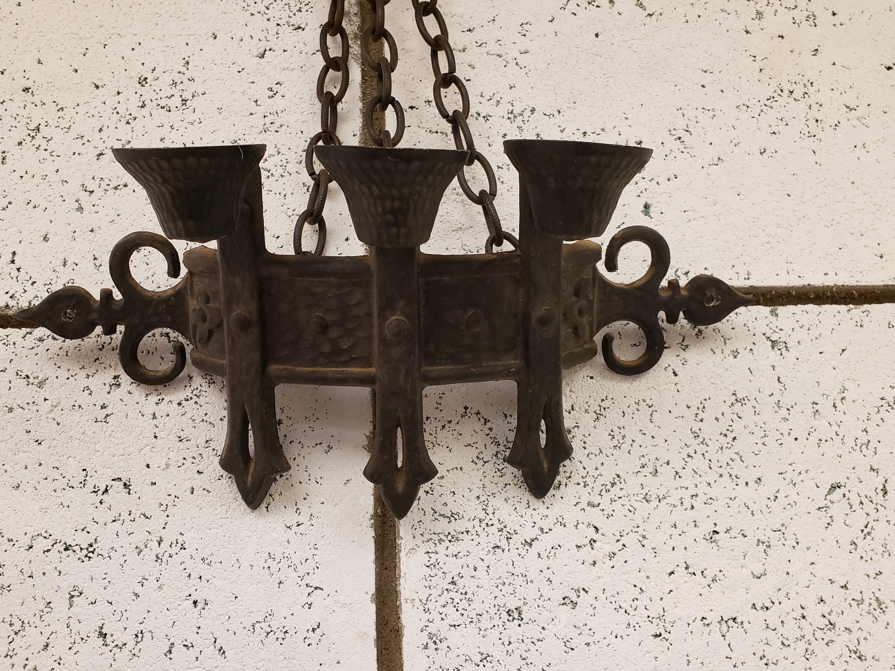 Vintage Gothic Wall Sconces Pair Scrolled Wrought Iron Chains - Etsy