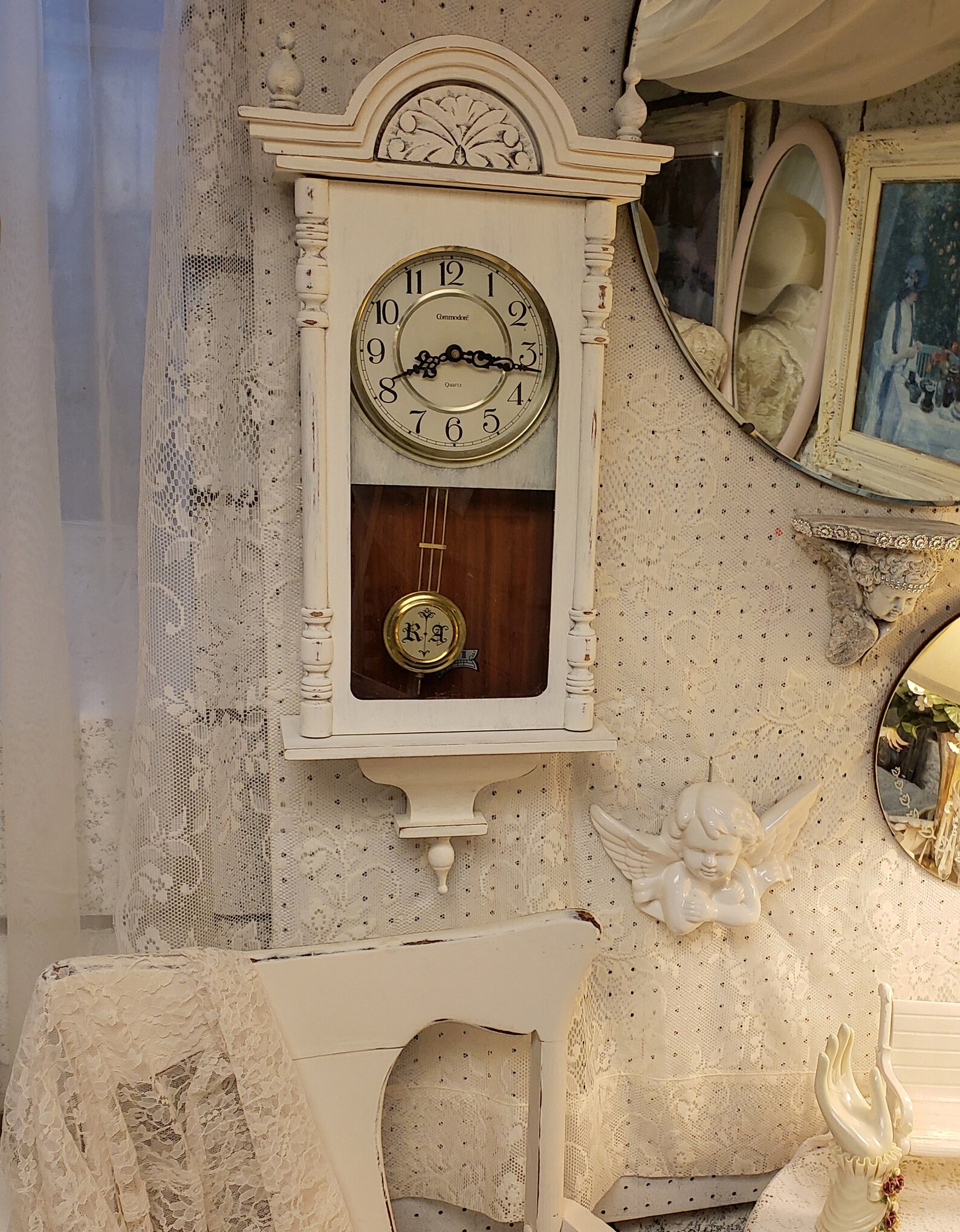 Westminster Chime Clock Pendulum Painted Quartz Shabby Chic Etsy