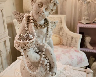 Cherub Large Embellished World Rhinestones Pearls Crown Bling French Cottage Chic
