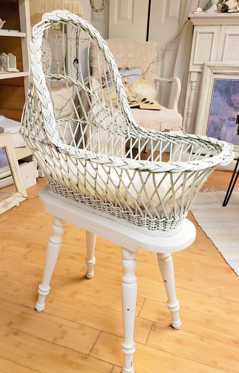 Vintage Wicker Cradle Doll's Crib Willow Etsy