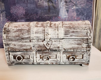 Rustic Box Painted Vintage Hinged Drawers Distressed Shabby Chic Farmhouse