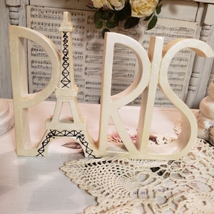 Paris Sign Sculpture Tabletop French Country Cottage Core FREE shipping