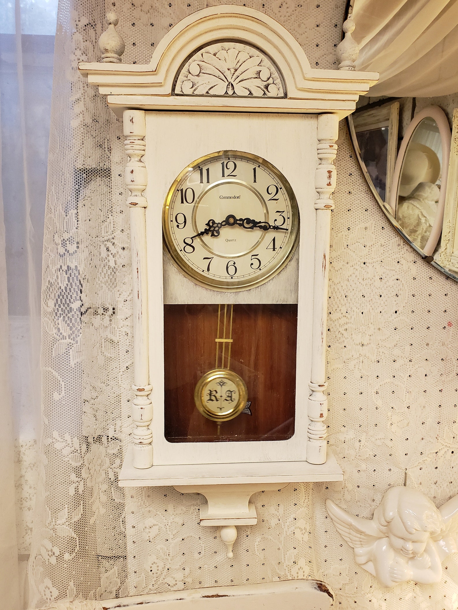 Westminster Chime Clock Pendulum Painted Quartz Shabby Chic Etsy