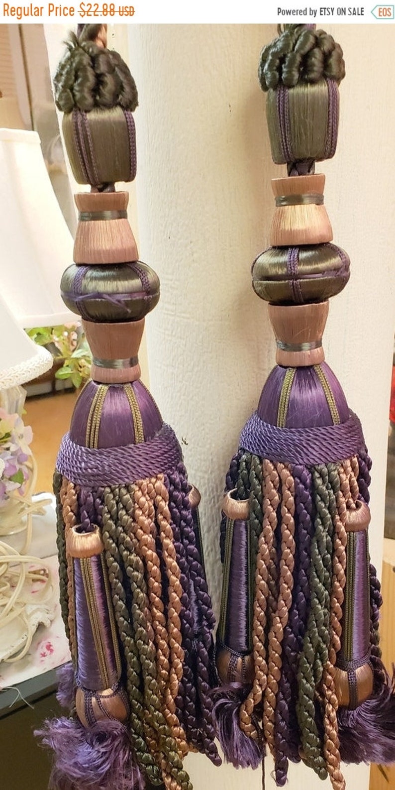 NEW YEAR SALE Tassels Drapery Accessories Jeweltones Purple image 1