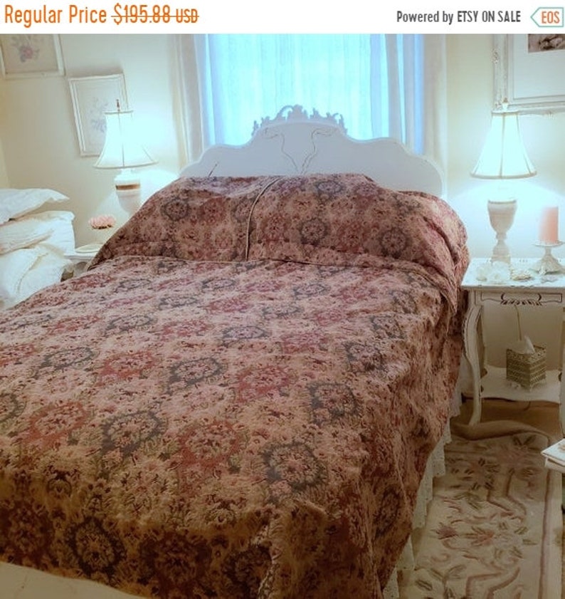 Summer Chenille Bedding Set 7 Pcs Tapestry Cording Bedspread Valances Pillow Shams French Country Decorator