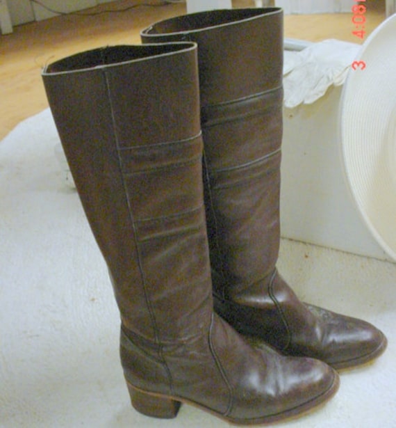 Leather Boots Vintage Kneehigh - image 3