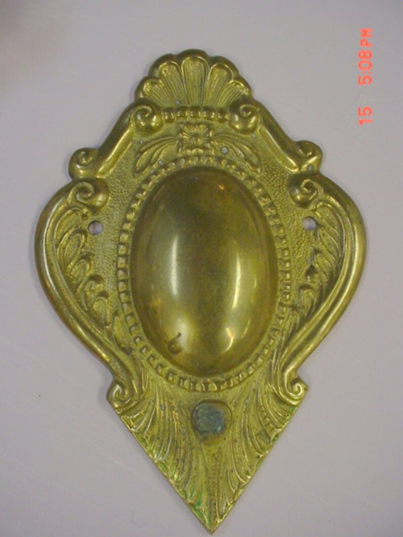 Vintage Furniture Embellishment Brass Shield Design Architectural FREE SHIPPING image 2