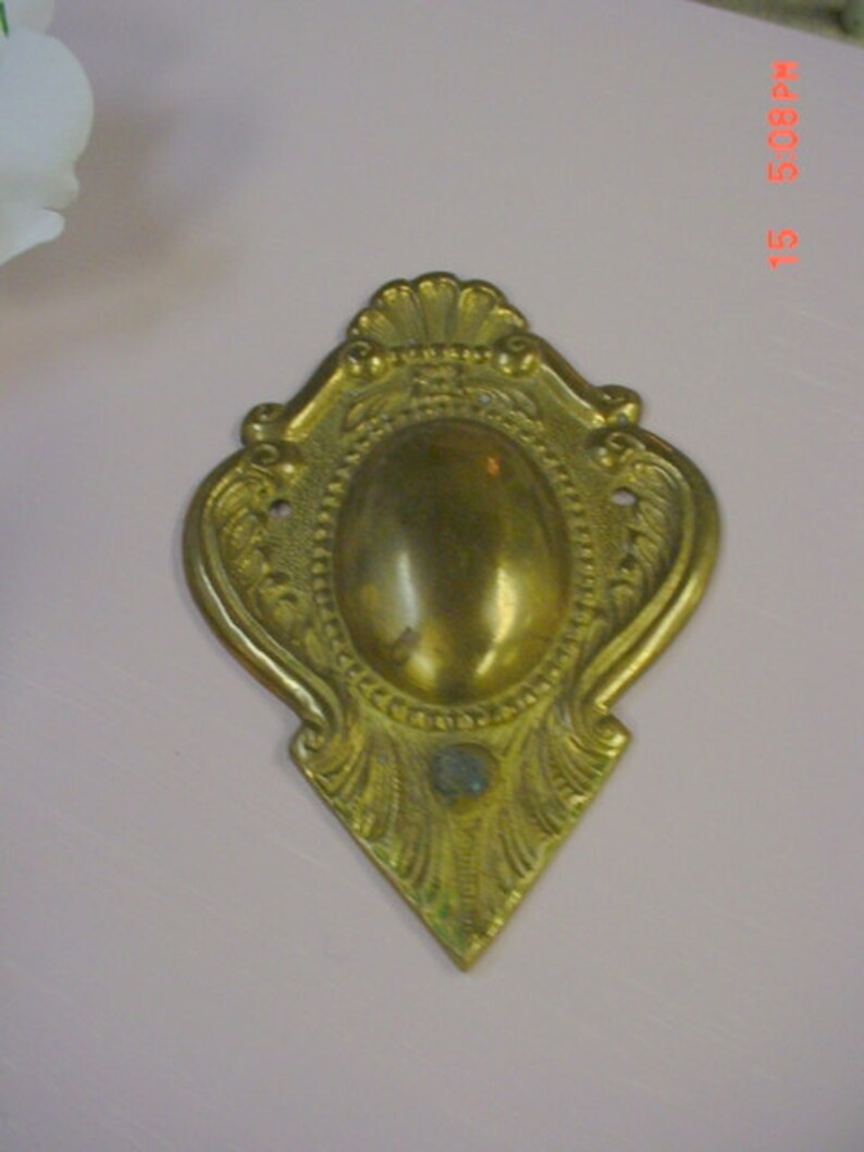 Vintage Furniture Embellishment Brass Shield Design Architectural FREE SHIPPING image 1