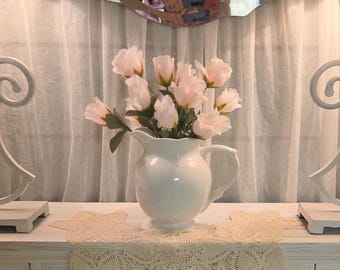 vintage ceramic teapot white no lid floral vase