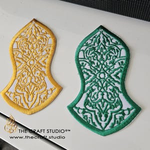 Nalayn Mubarak Embroidered Patch. Prophet Sandal Design. Iron-On / Sew-On Islamic Arabesque for Crafts & Gifts