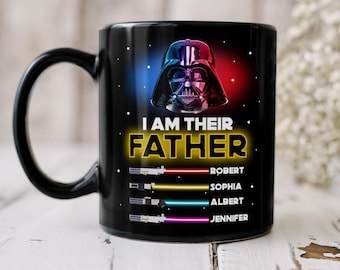 Personalized Space Dad Mug, Custom Father Mug With Kids Names, I Am Their Father Coffee Mug, Sci-Fi Inspired Gift For Dad
