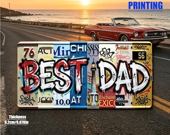 Placa de matrícula personalizada "Mejor Papá", placa personalizada para el coche de papá, regalo divertido para el padre, placa metálica decorativa, regalo para amantes de los coches para él.
