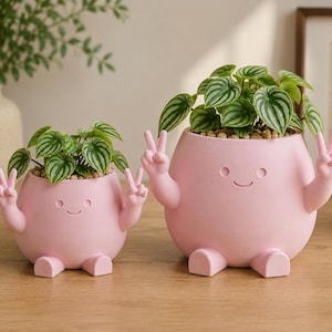 Peace Sign Planter Pot | 3D Printed Plant Pot Gift, UK Desk Decor