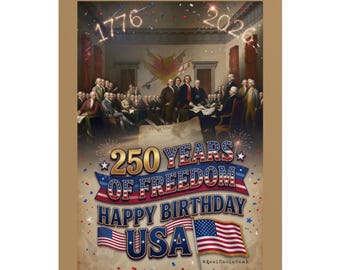 250 Years of Freedom Happy Birthday USA Poster | Rolled Poster