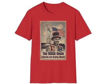 Camiseta MAGA Tio Patriótica Tio Sam | Camiseta Política com a Bandeira Americana