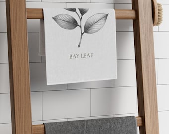 Bay Leaf Kitchen Towel | Vintage Botanical Print | Farmhouse Herb Decor