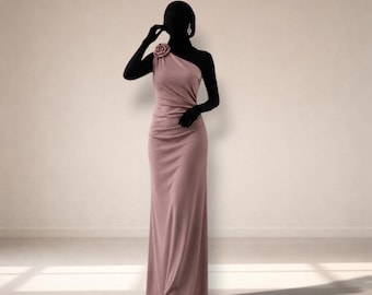 Elegant One-Shoulder Sleeveless Split Maxi Dress for Women | Summer Party & Evening Wear