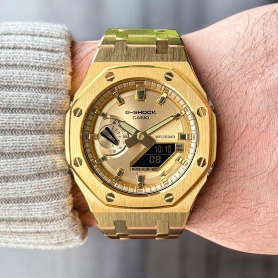 Custom Casio G-shock GA-2100 Casioak Mod – Full Gold-tone Steel