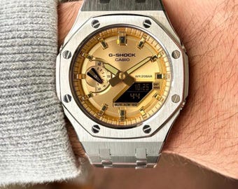 Casio G-Shock GA-2100-1A Customized Steel and Gold New