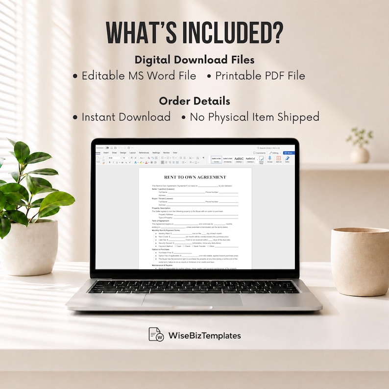 Rent to Own Agreement Template | Editable Lease to Own Contract ...