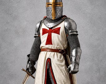 Templar Knight Armor Set | Polished Steel Crusader Full Body Armor Suit