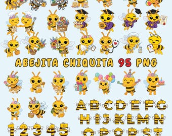Paquete de 95 imágenes PNG de Abejita Little Bee, imágenes prediseñadas PNG de Plim Plim, Abejita chiquitita (descarga digital)