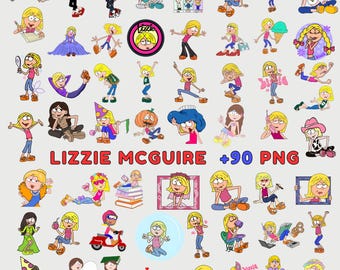 Paquete de más de 90 imágenes PNG de Lizzie McGuire, imágenes prediseñadas de Lizzy Girl, rosa, amor (descarga digital)