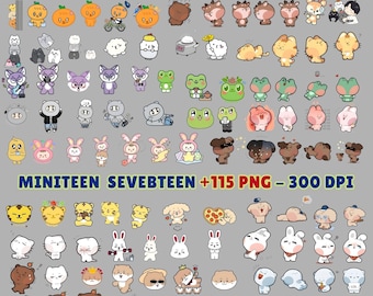 Paquete de imágenes PNG de Miniteen +115, Seventeen PNG, diseños Kpop, proyectos de bricolaje, manualidades, descarga digital