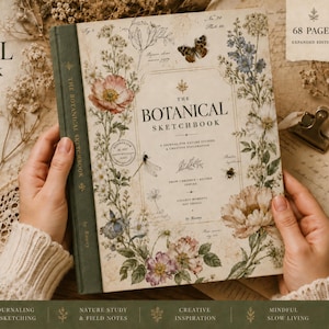 Vintage-Skizzenbuch mit botanischen Motiven zum Ausdrucken – 68-seitiges Naturstudien-PDF