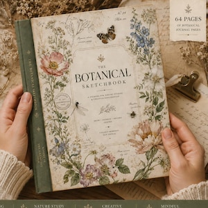 Vintage Botanical Sketchbook Printable Journal | 60 Page Nature Study PDF