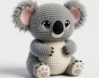 Ultra Chubby Koala Amigurumi Crochet Pattern | 12 Inch Kawaii Plush PDF