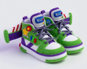 Buzz Lightyear Crochet Sneakers Pattern | Toy Story Space Ranger High Tops (PDF Download)