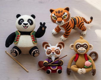 Kung Fu Panda Crochet Pattern Bundle | Po, Tigress, Shifu, Monkey Amigurumi (PDF Download)